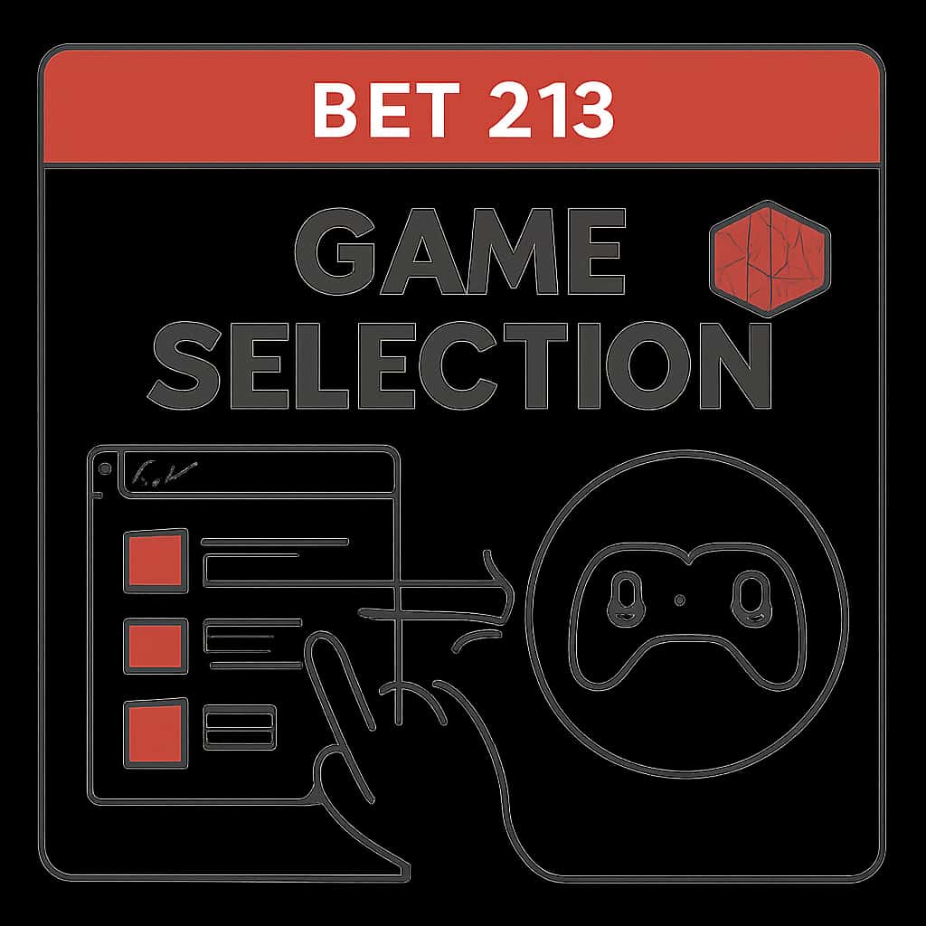 An educational diagram detailing features of the Bet 213 Game Selection.